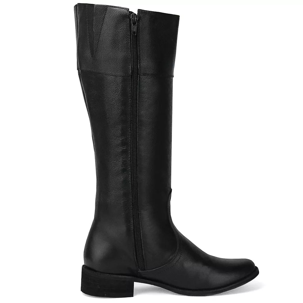 Bota Montaria Feminina Cano Longo Couro Legitimo Preto