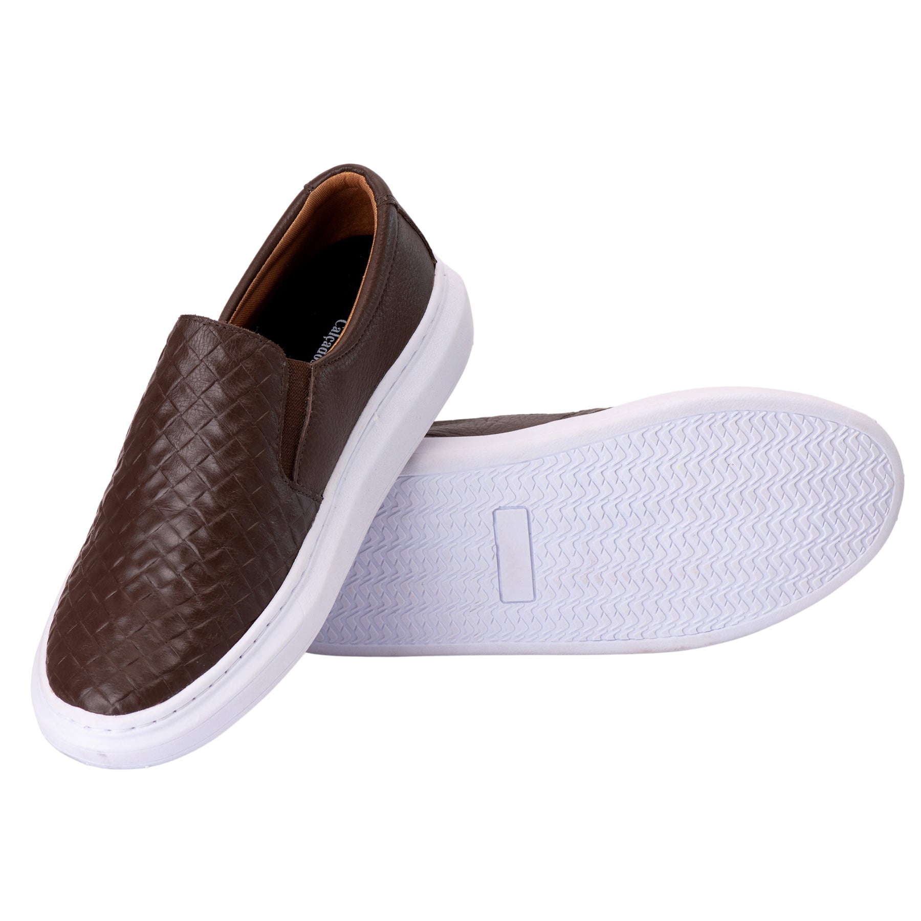 Tênis Masculino Mocassim Slip On Casual Couro Costarini + Brinde Carteira e Cinto