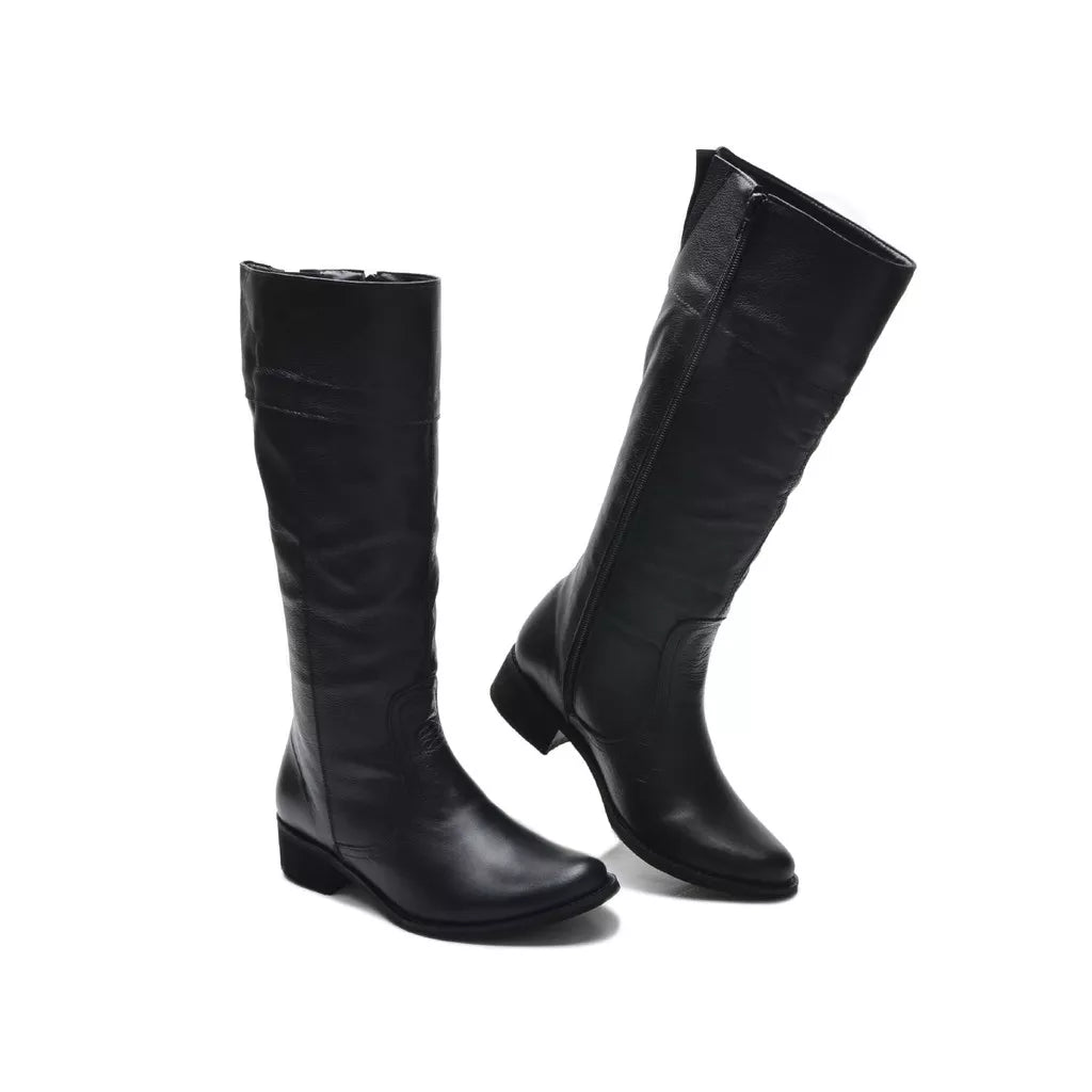 Bota Montaria Feminina Cano Longo Couro Legitimo Preto