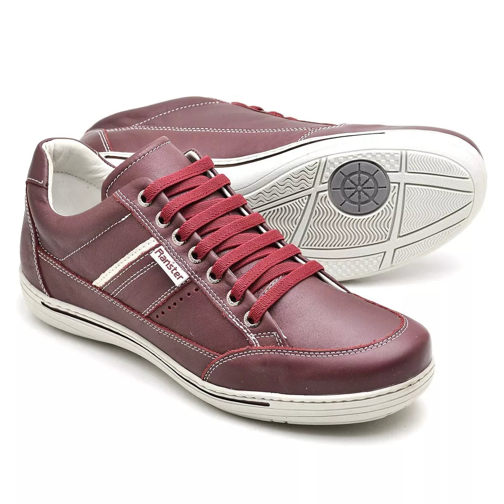 Sapatenis Casual Ranster Comfort Antistress Tenis 100% Couro Legitimo Palmilha Anatômica em Gel Super Confortavel