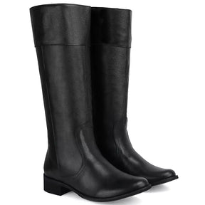 Bota Montaria Feminina Cano Longo Couro Legitimo Preto