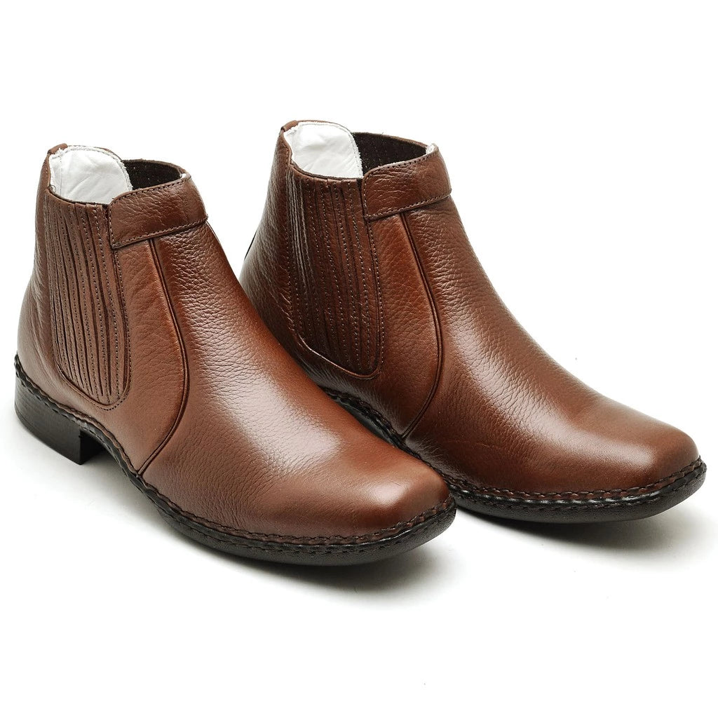 Botina Masculina Bota 100% Couro de Carneiro Legitimo Confortavel Sola Costurada a Mão Ranster Comfort.