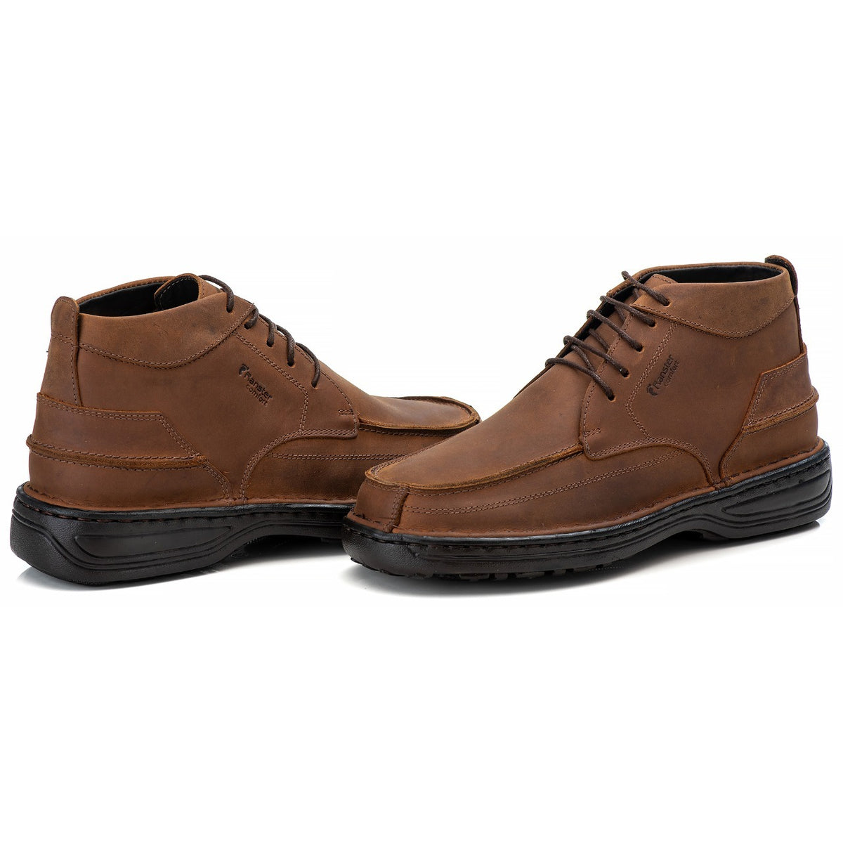 Bota Masculina Comfort Couro Rústico Leve Conforto Em Gel