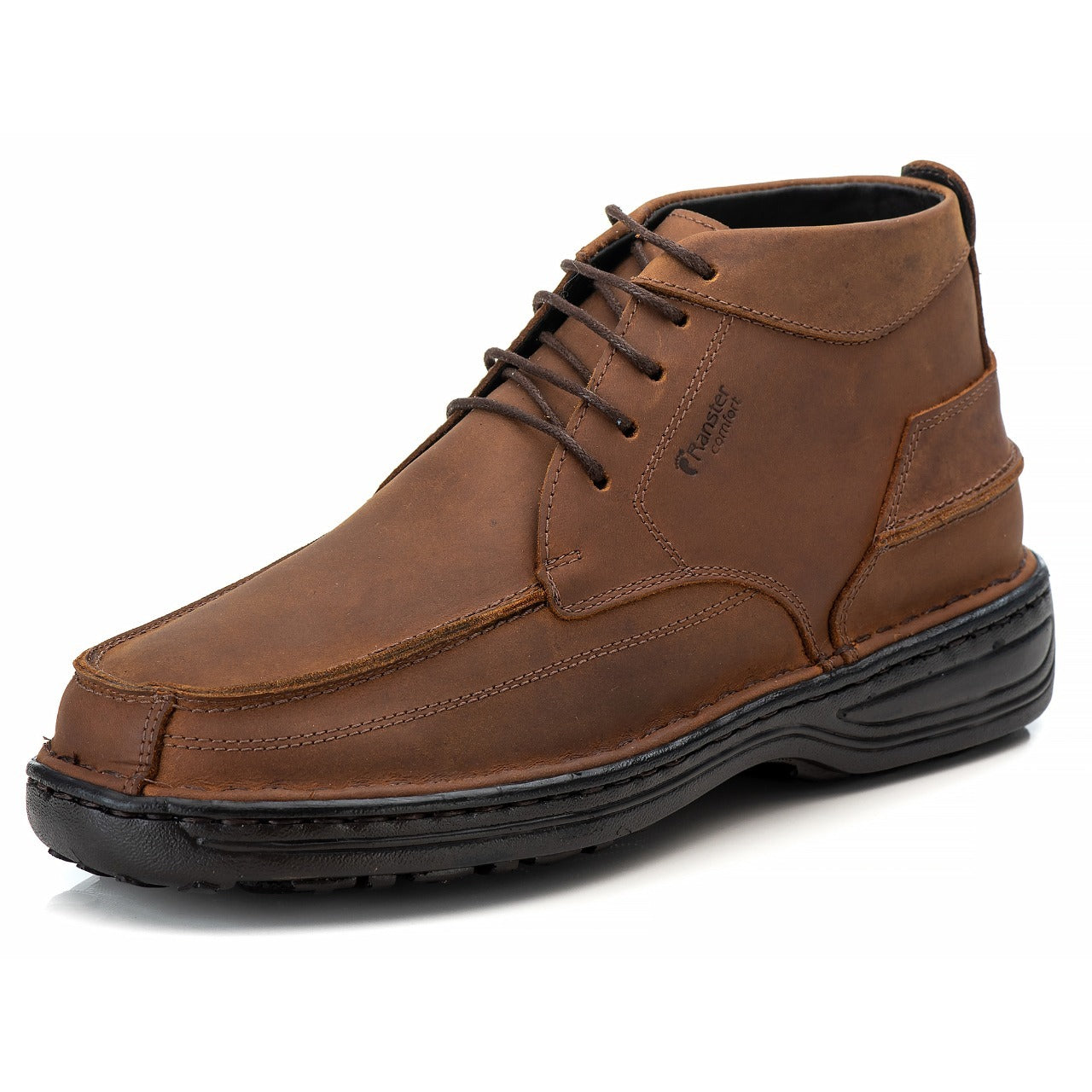 Bota Masculina Comfort Couro Rústico Leve Conforto Em Gel