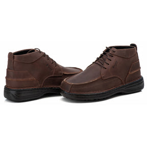 Bota Masculina Comfort Couro Rústico Leve Conforto Em Gel