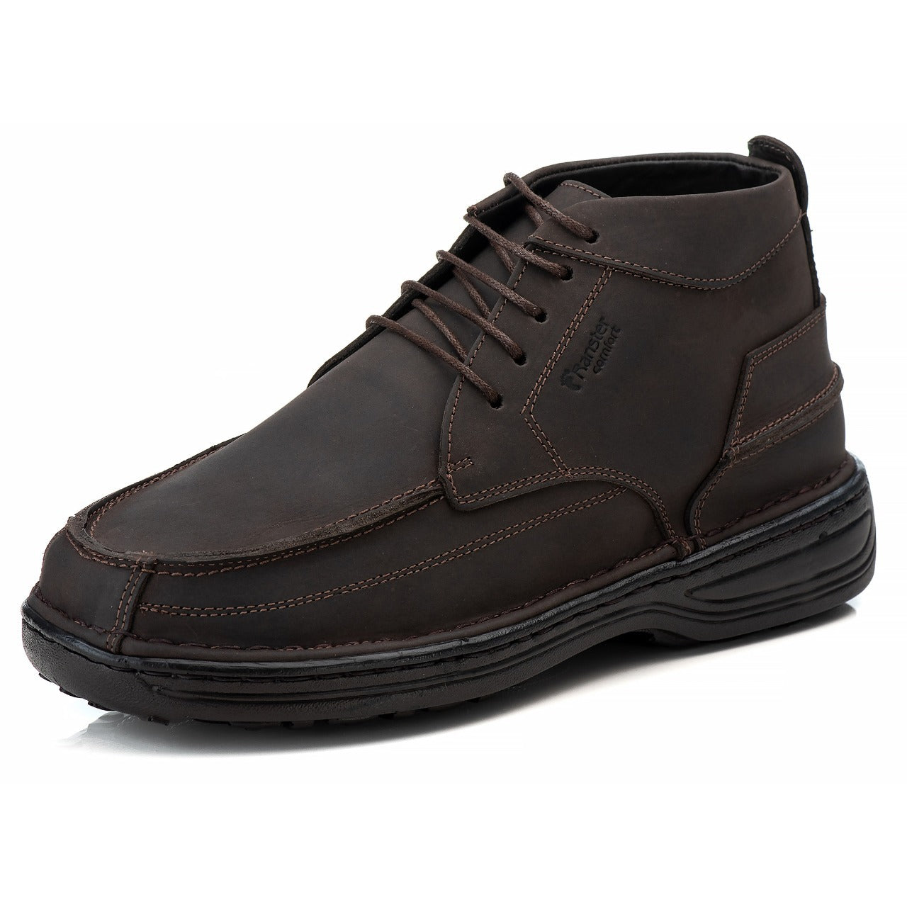 Bota Masculina Comfort Couro Rústico Leve Conforto Em Gel