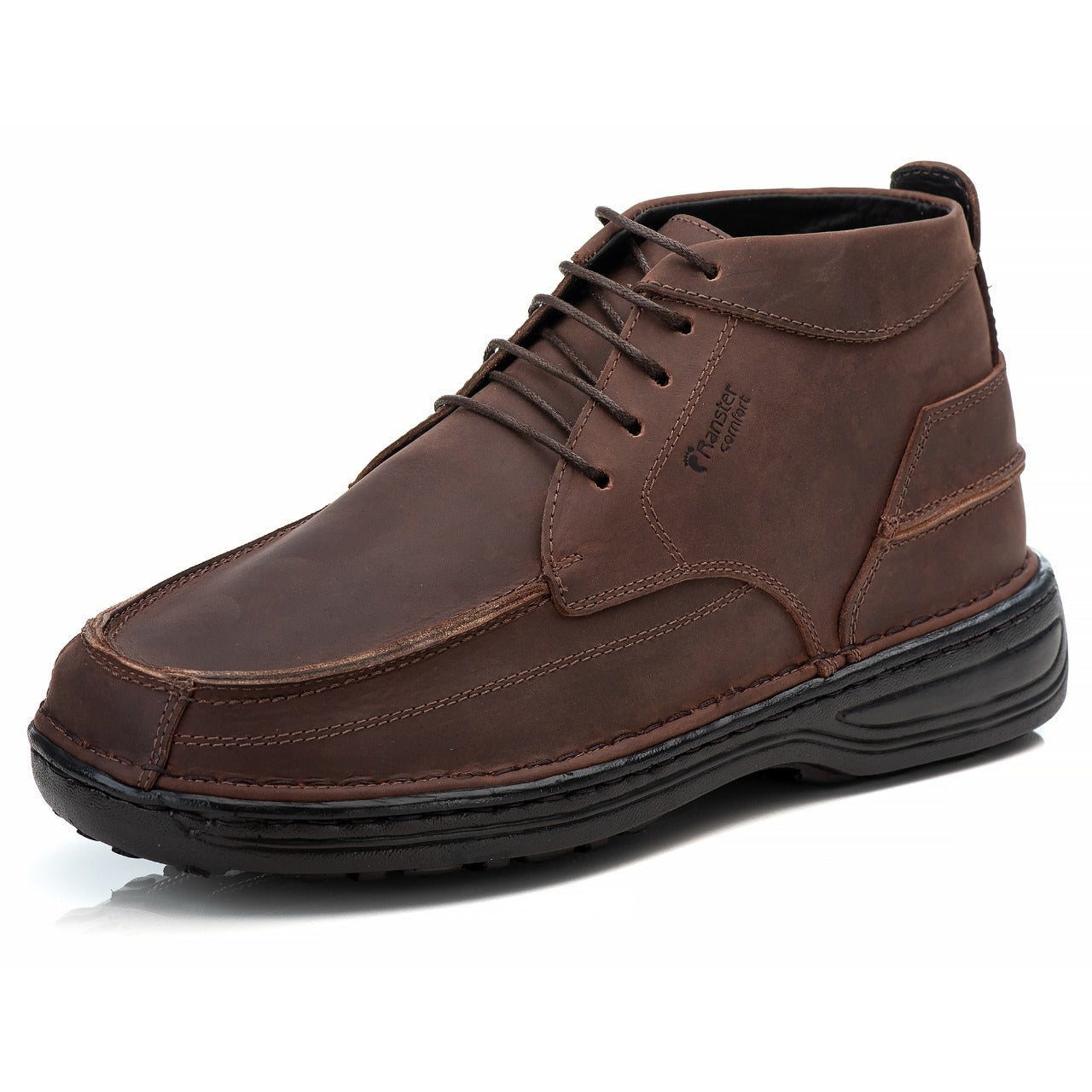 Bota Masculina Comfort Couro Rústico Leve Conforto Em Gel