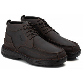 Bota Masculina Comfort Couro Rústico Leve Conforto Em Gel