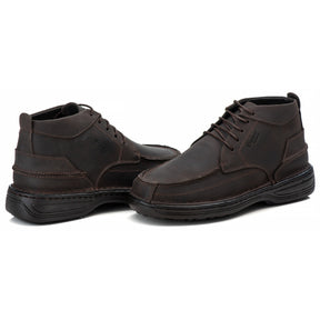 Bota Masculina Comfort Couro Rústico Leve Conforto Em Gel