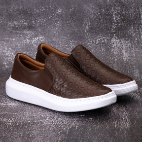 Tênis Masculino Mocassim Slip On Casual Couro Costarini + Brinde Carteira e Cinto