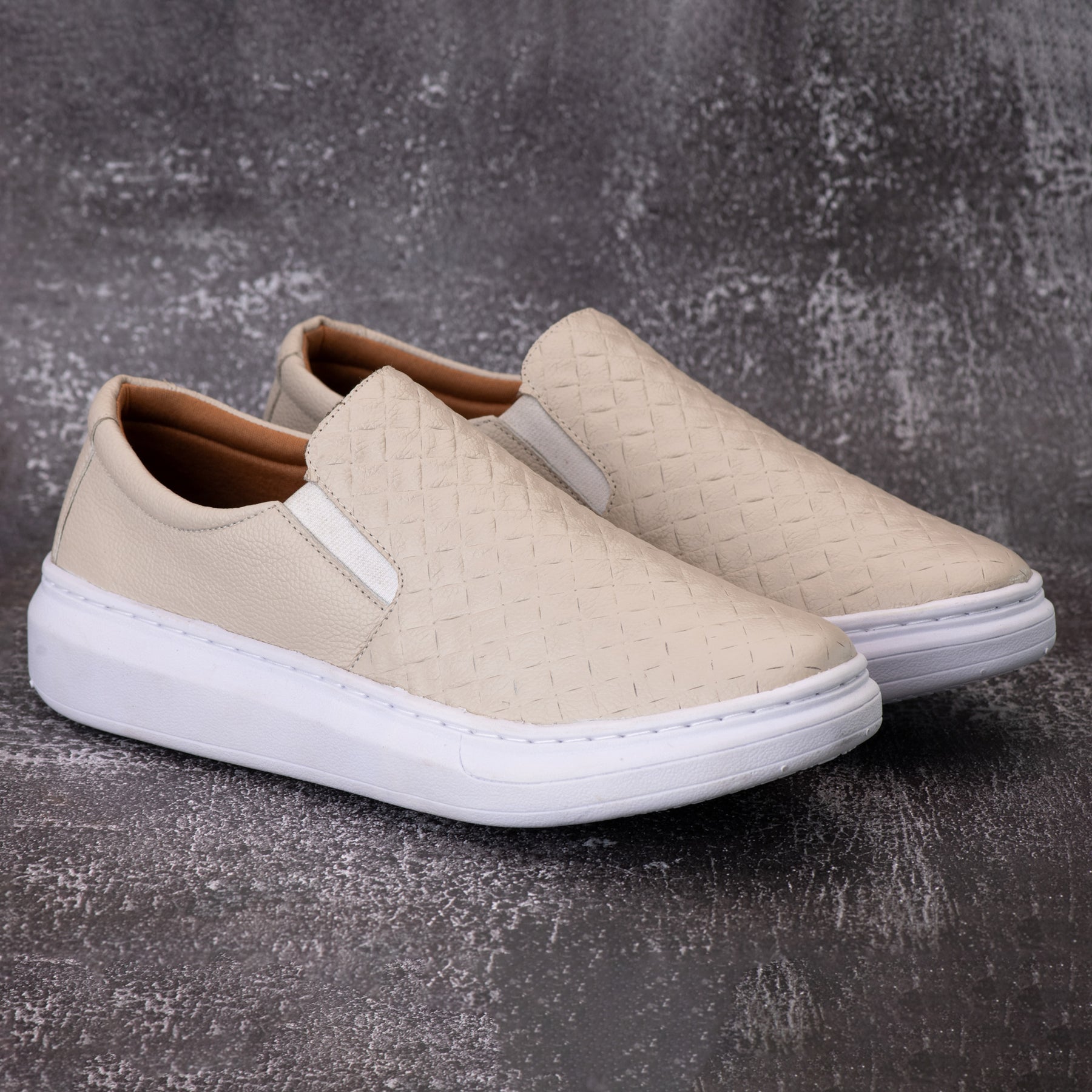 Tênis Masculino Mocassim Slip On Casual Couro Costarini + Brinde Carteira e Cinto