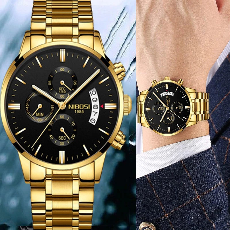 NIBOSI Men Watches Luxury Famous Top Brand Men's Fashion Military Quartz Wristwatch 2309