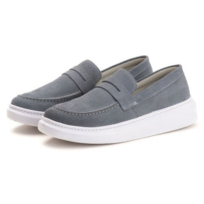 Tenis Masculino Casual em Couro Legitimo Camurça Slip On Sola Alta Confortavel Estilo 2023