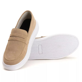 Tenis Masculino Casual em Couro Legitimo Camurça Slip On Sola Alta Confortavel Estilo 2023