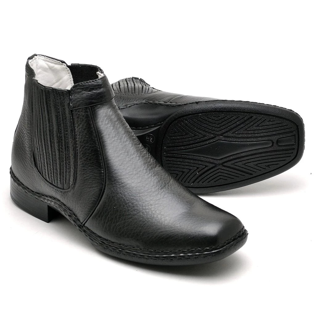 Botina Masculina Bota 100% Couro de Carneiro Legitimo Confortavel Sola Costurada a Mão Ranster Comfort.