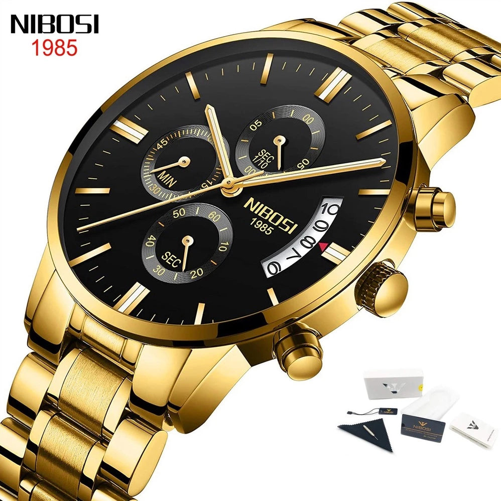 NIBOSI Men Watches Luxury Famous Top Brand Men's Fashion Military Quartz Wristwatch 2309